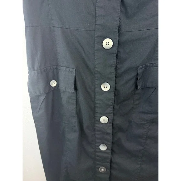 Banana Republic Black Utility Shirt Dress Short Sleeve Button Front Waist Tie Sm - Picture 8 of 12
